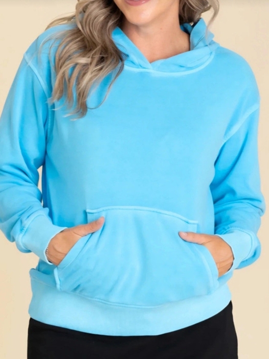 Zenana Outfitters Tops - Zenana Soft Fleece Pigment Dyed Kangaroo Pocket Hoodie-Size Small